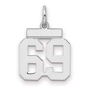 Sterling Silver, Athletic Collection, Small Polished Number 69 Pendant